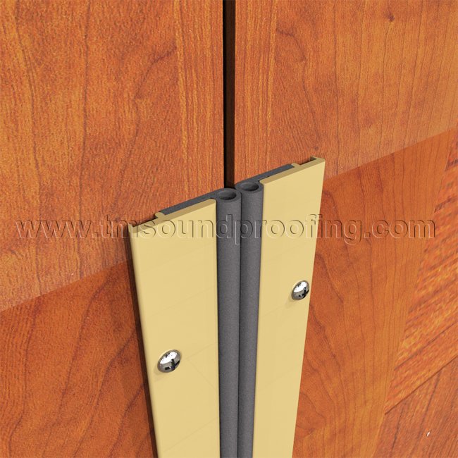 Surface Mounted Astragal with Neoprene Seal for soundproofing Double Active Doors TM Soundproofing